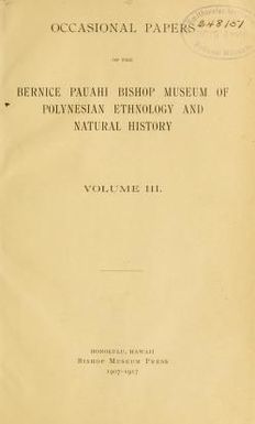 Occasional Papers of the Bernice Pauahi Bishop Museum of Polynesian Ethnology and Natural History