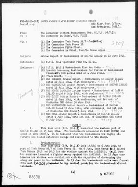 COMTASK-UNIT 58.7.3 - Rep of Bombardment Saipan, Marianas