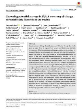 Spawning potential surveys in Fiji: A new song of change for small-scale fisheries in the Pacific