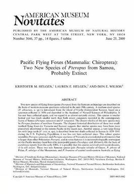 Pacific flying foxes (Mammalia, Chiroptera) : two new species of Pteropus from Samoa, probably extinct