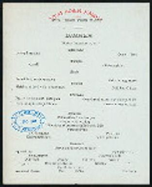 DINNER [held by] TOYO KISEN KAISHA [at] EN ROUTE ABOARD HONG KONG MARU (SS)
