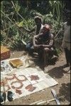 Bride price for Membe: bride's kin display bird of paradise plumes and other feather valuables to be given as a return payment to the husband's group