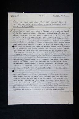 Changes that took place from pre-contact times to the present day in relations between foreigners and local land owners, by Andrew Ala