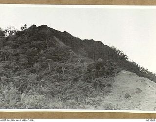SHAGGY RIDGE, NEW GUINEA. 1944-01-11. A VIEW OF THE RIDGE SHOWING THE DAMAGE CAUSED BY THE CONSTANT BOMBING BY ALLIED AIRCRAFT