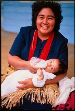 Woman and infant,Tonga