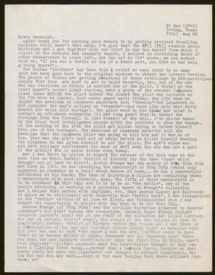 [Letter No. 1 from David Aiken to Randolph Lockwood, August 1986]