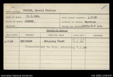 Foster, Harold Charles