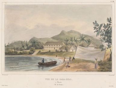 Vue de la Casa-Real a Umata, Ile de Guam / de Sainson pinxt.; J. Bertrand lith
