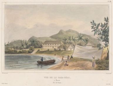 Vue de la Casa-Real a Umata, Ile de Guam / de Sainson pinxt.; J. Bertrand lith