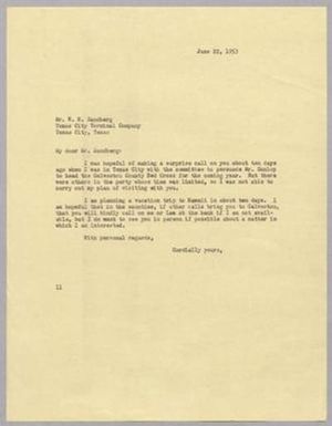 [Letter from Isaac H. Kempner to W. H. Sandberg, June 22, 1953]