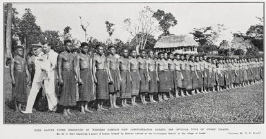 Fine natives types inspected by Western Samoa's new administrator during his official tour of Upolu island