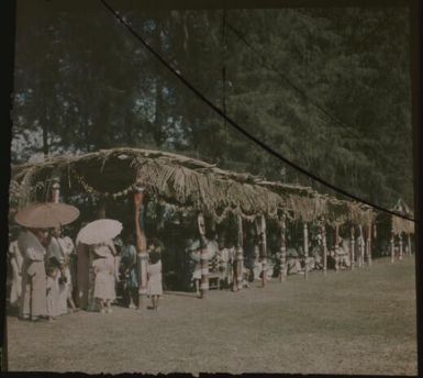 Covered viewing area for Governor General's visit, Rabaul, New Guinea, 1937 / Sarah Chinnery
