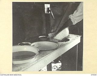 ORO BAY, NEW GUINEA. 1943-07. THEATRE WASH BASINS OF THE 10TH FIELD AMBULANCE