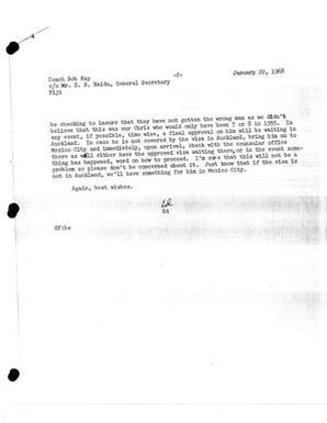 [Letter from Ed Fries to Bob Kap, January 22, 1968]