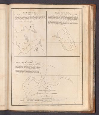 Plans of Three Bays on the Island Good fortune adjacent to The West Coast of Sumatra by C. John Whieway 1750. S.E. Labba Bay (with) Seooban Bay (with) Hurlcok's Bay