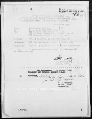 VMTB-134 - ACA Report #134-8 - Bombing & Strafing Bivouac Area & AA Positions at Ngatpang, Babelthuap Island, Palau Islands on 1/9/45