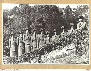 MELBOURNE, VIC. 1944-04. GROUP PORTRAIT OF PRINCIPAL MATRONS OF THE AUSTRALIAN ARMY NURSING SERVICE WHO ARE ATTENDING THE AUSTRALIAN WOMEN'S ARMY SERVICE (AWAS) SENIOR ADMINISTRATION SCHOOL. LEFT ..