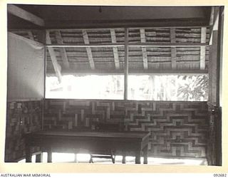 TOROKINA, BOUGAINVILLE. 1945-05-31. THE OFFICE AT GLOUCESTER HOUSE HEADQUARTERS 2 CORPS BEING BUILT FOR USE BY THE DUKE OF GLOUCESTER IF HE VISITED THE AREA