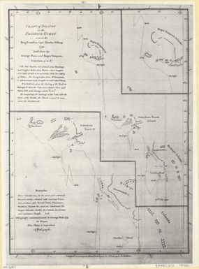 [Chart of Islands in the Pacific Ocean seen in the brig Nautilus Capt. Charles Bishop 1799, laid down by George Bass and Roger Simpson]