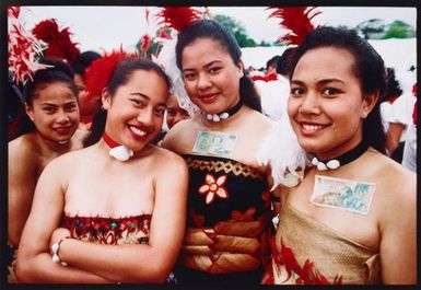 Tongan dancers raise money by performing at the launch of the Tongan Free Wesleyan Church, Vaine Mo'onia, Grey Lynn, Auckland