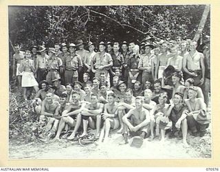 KELANOA, NEW GUINEA, 1944-02-20. TROOPS OF VARIOUS UNITS BARRACKING REPRESENTATIVES AT THE 5TH AUSTRALIAN DIVISION BEACH CARNIVAL