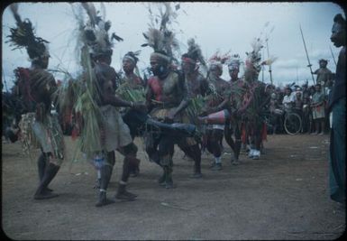 New Year's Day festivities at Minj Station, 1955, coastal and highland dancers close up : Minj Station, Wahgi Valley, Papua New Guinea, 1954 / Terence and Margaret Spencer