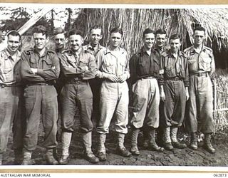 RAMU VALLEY, NEW GUINEA. 1944-01-15. MEMBERS OF THE ORDERLY ROOM STAFF OF HEADQUARTERS 15TH AUSTRALIAN INFANTRY BRIGADE. IDENTIFIED PERSONNEL ARE: VX87593 PRIVATE R. E. MARRIOTT (1); V43407 PRIVATE ..