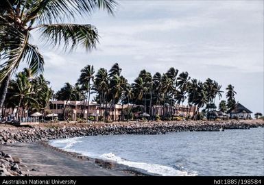 Fiji - waterside resort, palm trees