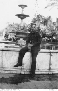 Informal portrait of QX9328 Corporal (Cpl) Rowland George Austin, 2/25 Battalion. Private Austin enlisted on 17 June 1914 and he was promoted to Corporal in March 1943. Cpl Austin was killed in ..