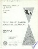 United States census of the population and housing, 1960 Census county division boundary descriptions Hawaii