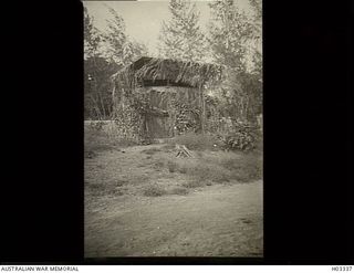 Matupi Island, New Britain. c. 1914. The camouflaged fire control post built for the 4.7 inch RAN gun battery installed on the island