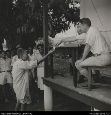 Farmers collecting wages