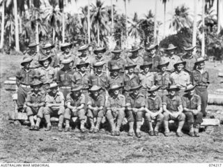 SIAR, NEW GUINEA. 1944-06-23. PERSONNEL OF NO.5 PLATOON, HEADQUARTERS COMPANY, 57/60TH INFANTRY BATTALION. IDENTIFIED ARE:- V200467 PRIVATE W.H. GREEN (1); V310597 PRIVATE R.V. HISKINS (2); ..