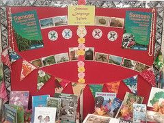 Samoan Language Week display at Shirley Library