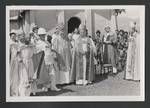 Reverend Philip Nigel Warrington Strong, Colonel JK Murray, Archbishop Reginald Charles Halse, Reverend Geoffrey David Hand, Justice Ralph Gore, and a visiting bishop, St Peters and St Pauls Anglican Cathedral, Dogura, Milne Bay, c1950