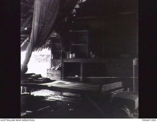 MILNE BAY, PAPUA, C.1942 - 43. INTERIOR OF AIRMEN'S QUARTERS, NO. 37 RAAF RADAR STATION. (DONOR - T.G. JONES)