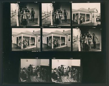 [Various, group portrait, gathering in a house]