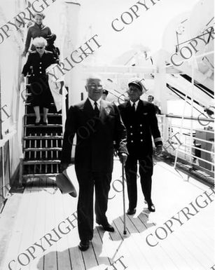 Truman family and Captain Ehman leaving the S.S. President Cleveland