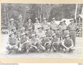 FAURO ISLAND, BOUGAINVILLE AREA. 1945-11-13. MEMBERS OF 18 PLATOON, D COMPANY, 7 INFANTRY BATTALION. (FOR IDENTIFICATION OF 19 NAMED PERSONNEL REFER TO PROVISIONAL CAPTION OR NAME INDEX.)