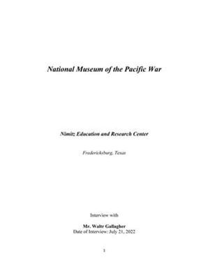 Oral History Interview with Walter Gallagher, July 21, 2022