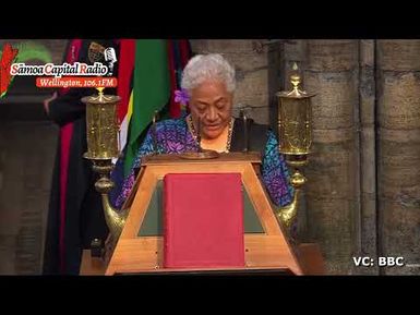 Faitauina 'e le Pālemia Fiamē Naomi Matā’afa le Tusi Paia 'i le Lotu 'o le Commonwealth Day 2025