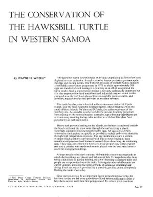 The conservation of the hawksbill turtle in Western Samoa