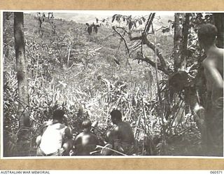SATTELBERG AREA, NEW GUINEA. 1943-11-15. A VICKERS GUN, MANNED BY TROOPS OF HEADQUARTERS COMPANY, 2/25TH AUSTRALIAN INFANTRY BATTALION, FIRING ON JAPANESE POSITIONS. SHOWN ARE: VX42505 PRIVATE A. ..