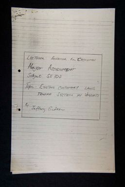 Land problems in Luganville, public land rights and other writings by Andrew Ala