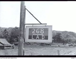 RABAUL, NEW BRITAIN, 1946-03-01. THE UNIT SIGN AT THE ENTRANCE TO 268 LIGHT AID DETACHMENT