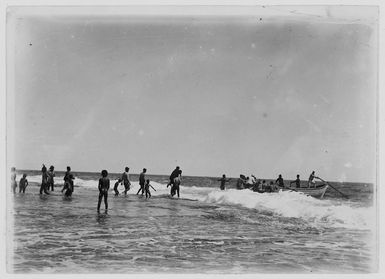 On the reef, Mauke, Cook Islands, taken during the the visit of Charles Houghton Mills