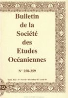 Bulletin de la Société des Études Océaniennes numéro 258-259