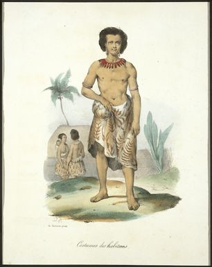 Sainson, Louis Auguste de b 1801 :Tonga-Tabou. Costumes des habitans. V Adam lith; de Sainson pinx [1833]