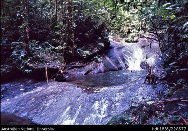 Rainforest bathing pool in solid rock in the bed of a minor tributary of the Liddle (Dogomo) River near Bulong longhouse