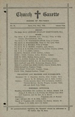 Church Gazette, Polynesia: May 1933